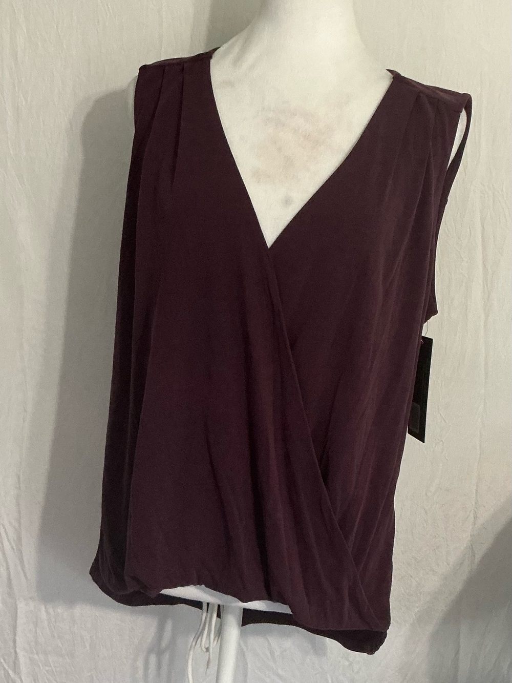Veronica M Sleeveless Draped V-Neck Cami in Plum